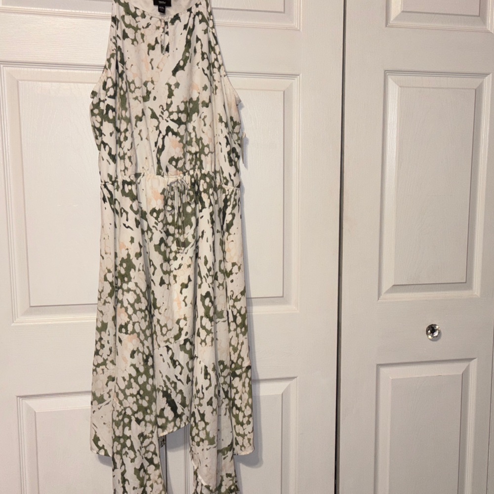 Mossimo Supply Co. Green and Cream High Low Dress
